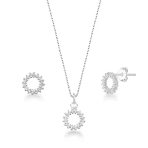 Conjunto De Prata Circulo Cravejado